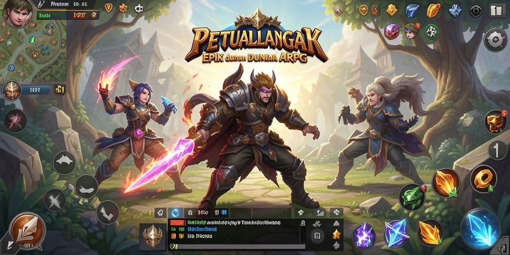 Tampilan gameplay seru dalam dunia ARPG yang luas.