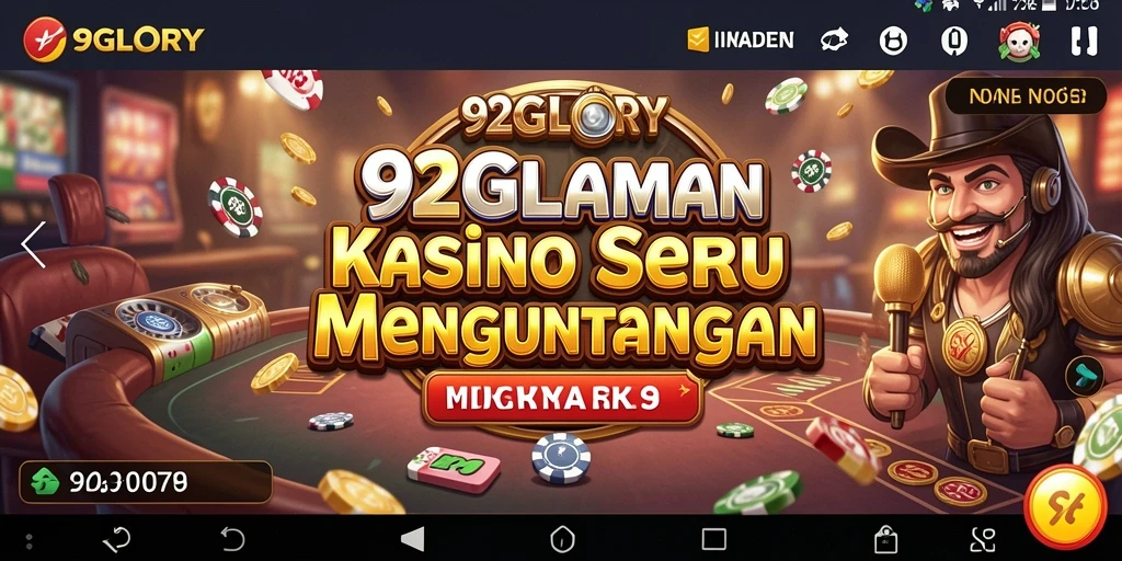 Tampilan gameplay seru di 92GLORY dengan berbagai pilihan permainan Kasino.