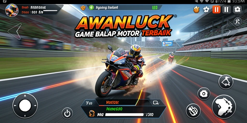 Tampilan utama gameplay AWANLUCK dengan aksi balap yang mendebarkan.