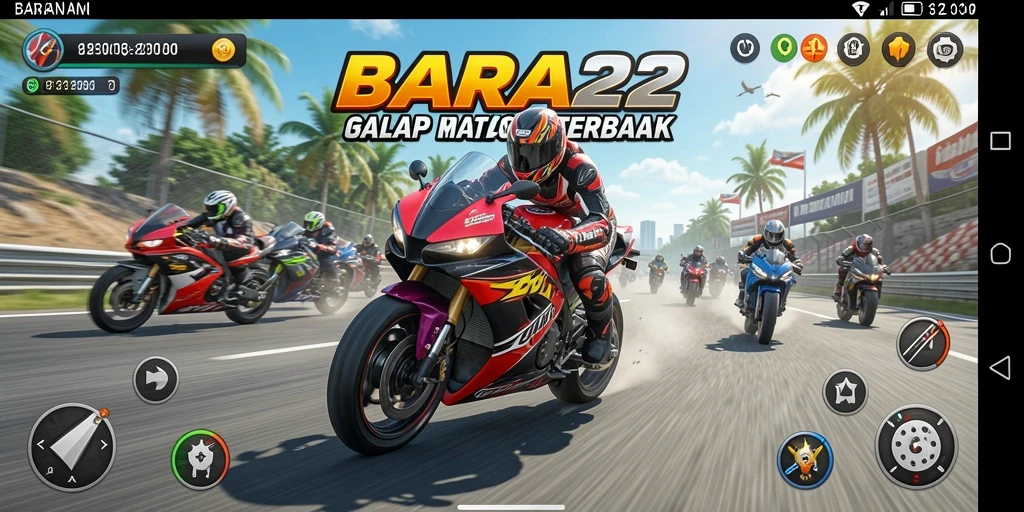 Screenshot menampilkan balapan motor yang seru dan penuh aksi.
