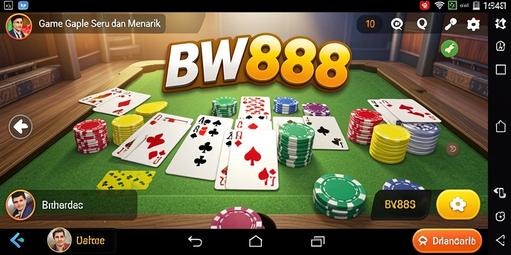 Screenshot gameplay BW888 dengan tampilan seru permainan Gaple.