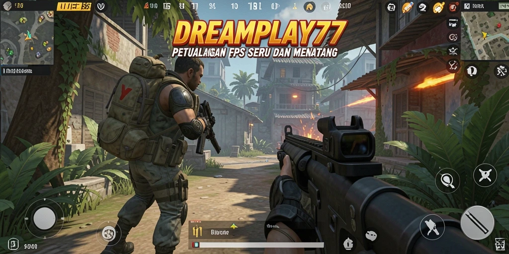Screenshot utama DREAMPLAY77 menampilkan intensitas gameplay FPS yang mendebarkan.