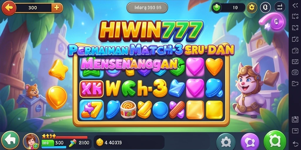Gameplay Match-3 yang seru dalam HIWIN777.