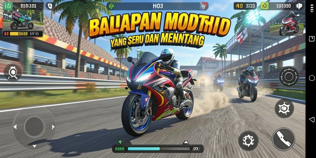 Gameplay seru saat balapan motor di HO3 yang memacu adrenalin.