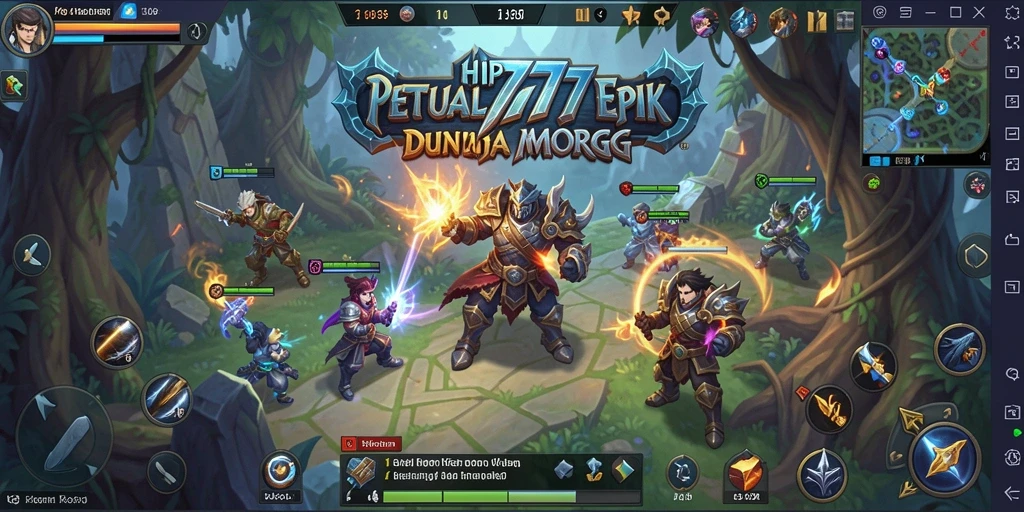 Screenshot HP777 menunjukkan aksi pertarungan epik dalam permainan MMORPG.