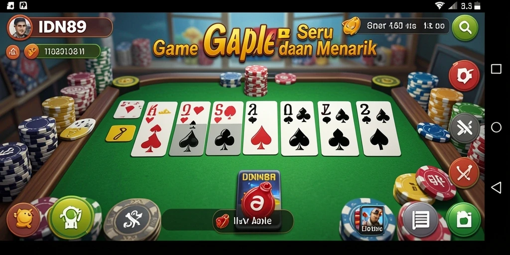 Screenshot permainan IDN89 menunjukkan keseruan bermain Gaple secara online.