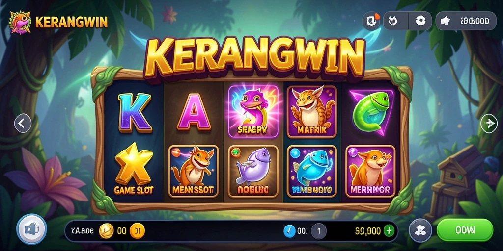 Tampilan menawan gameplay KERANGWIN dengan grafik slot yang memukau.