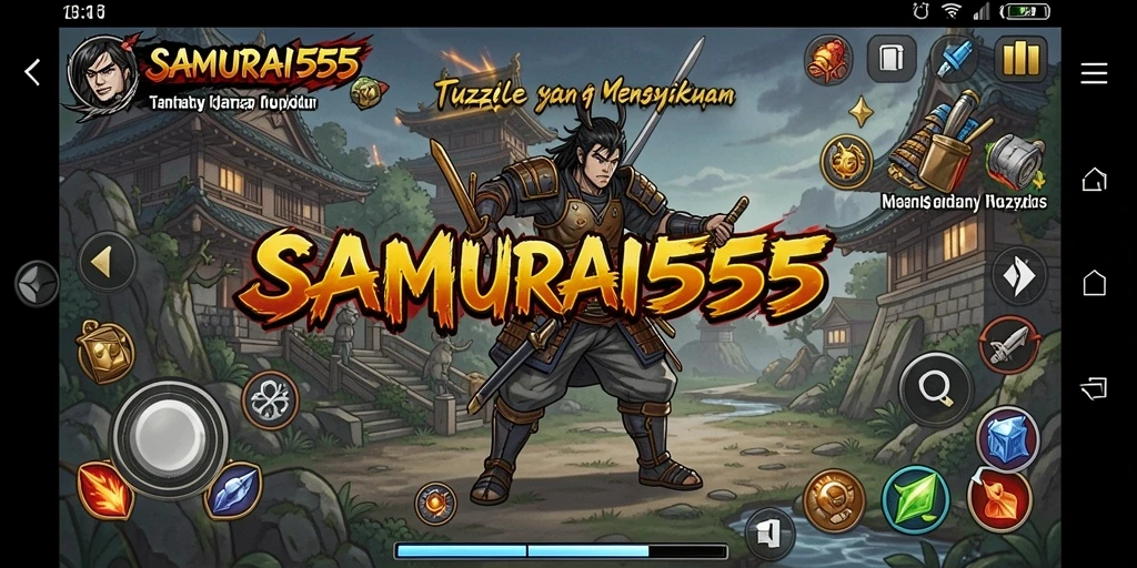 Screenshot utama SAMURAI555 menampilkan gameplay yang penuh warna dan tantangan.