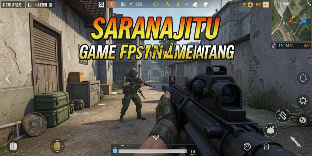 Tampilan gameplay menegangkan dari SARANAJITU dalam pertarungan FPS.