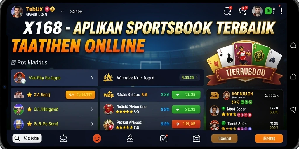 Tampilan utama aplikasi X168 dengan fitur taruhan olahraga yang menarik.